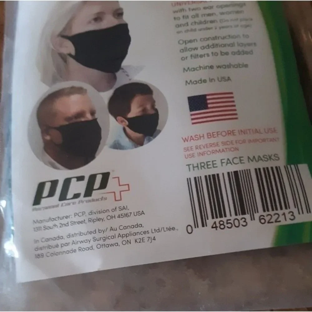 Face Masks 3 pack for face coverings unisex pack reusable nonsurgical black